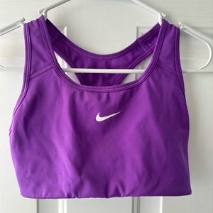 Purple Nike Sports Bra with front pocket size small